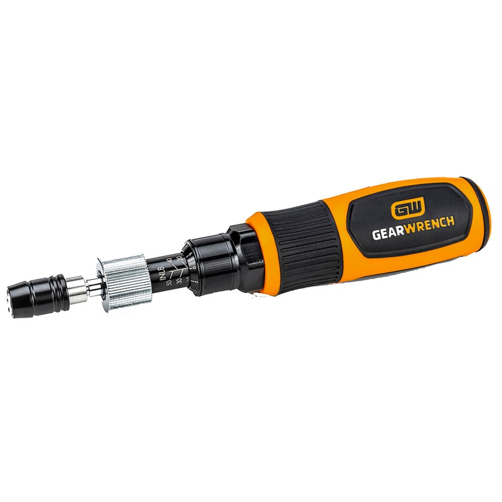 GEARWRENCH - Torque Limiting Screwdrivers; Type: Square ; Minimum Torque (Nm): 0.564 ; Minimum Torque (Inch/oz): 80.0 ; Minimum Torque (In/Lb): 5.00 (Pounds); Maximum Torque (Nm): 2.820 ; Maximum Torque (Inch/oz): 400.00 - Exact Industrial Supply