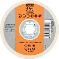 PFERD - Quick Change Discs; Disc Diameter (Inch): 5 ; Attaching System: COMBICLICK ; Abrasive Type: Non-Woven ; Abrasive Material: Felt ; Backing Material: Cloth ; Maximum RPM: 9650.000 - Exact Industrial Supply