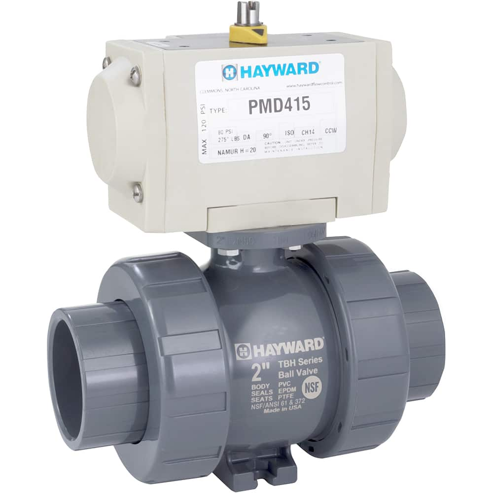 Hayward - Actuated Ball Valves; Actuator Type: Pneumatic Double Acting w/Solenoid ; Pipe Size: 1 (Inch); Material: PVC ; Seal Material: FPM ; Number of Pieces: 2.000 ; End Connections: Socket; Threaded - Exact Industrial Supply