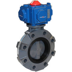 Hayward - Actuated Butterfly Valves; Pipe Size: 2 (Inch); Actuator Type: Pneumatic Spring Return w/Solenoid ; Style: Wafer ; Material: PVC ; WOG Rating (psi): 150 ; Seat Material: EPDM - Exact Industrial Supply