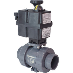 Hayward - Actuated Ball Valves; Actuator Type: Electric ; Pipe Size: 1-1/2 (Inch); Material: PVC ; Seal Material: FPM ; Number of Pieces: 2.000 ; End Connections: Socket; Threaded - Exact Industrial Supply