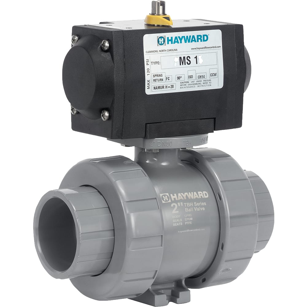 Hayward - Actuated Ball Valves; Actuator Type: Pneumatic Spring Return w/Solenoid ; Pipe Size: 1 (Inch); Material: CPVC ; Seal Material: FPM ; Number of Pieces: 2.000 ; End Connections: Socket; Threaded - Exact Industrial Supply