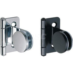 Inset Glass Door Hinge: 2 Mounting Holes Steel & Zinc Alloy, Chrome Finish