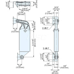 Damping Stays; Type: Heavy-Duty Free-Stop Spring Loaded Lid Stay; Capacity: 78.000; Overall Length (mm): 151.3000; Thickness (mm): 15.4; Width (mm): 39.40; Side: Back Panel; Maximum Opening: 80.000; Finish/Coating: Plain; Mounting Hole Size Diameter: 4.70