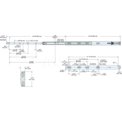 Drawer Slides; Type: Soft-Close Drawer Slide; Extension Style: Full; Slide Length: 600.00; Travel Length: 600.00; Load Capacity (Lb.): 73.000; Width (Inch): 0.5; Additional Information: Mounting Type: Side; Slide Length: 600.00; Material: Stainless Steel;
