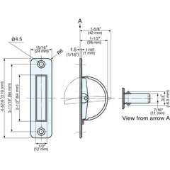 Recessed Pulls; Overall Width (Inch): 4-21/64; Overall Height (mm): 24.00000; Recess Width: 64.00; Recess Height: 12.00; Recess Depth: 1.00; Center to Center: 94.0000; Finish/Coating: Satin; Material: Stainless Steel; Material: Stainless Steel