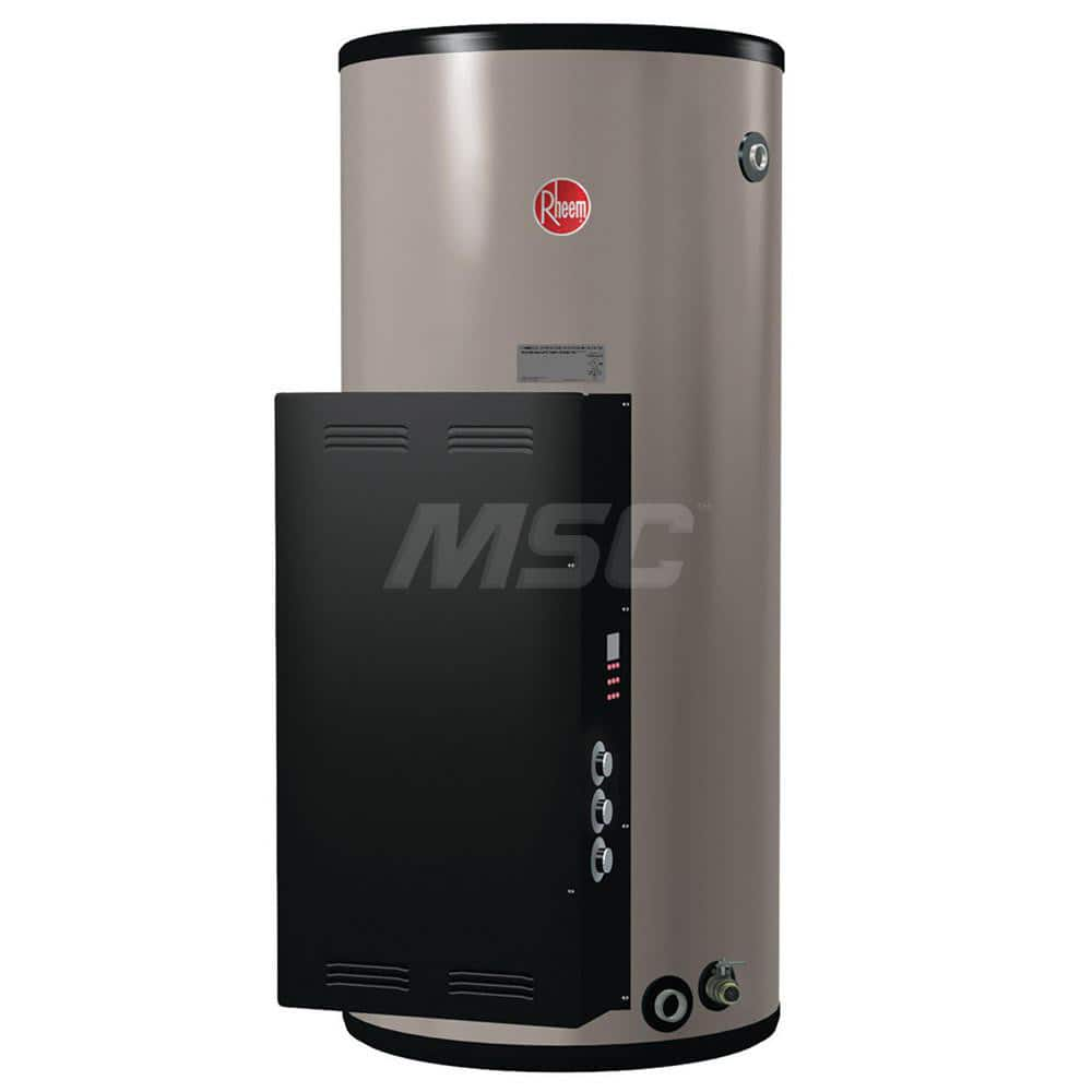 Electric Water Heaters; Style: Heavy-Duty; Voltage: 480; Wire Gauge: 10; Temperature Rise: 140 ™F @ 53 GPH; Kilowatts: 18; Tank Capacity (Gal.): 85.00; Diameter/Width (Inch): 28-1/4; Amperage Rating: 22; 38; Phase: 1; 3