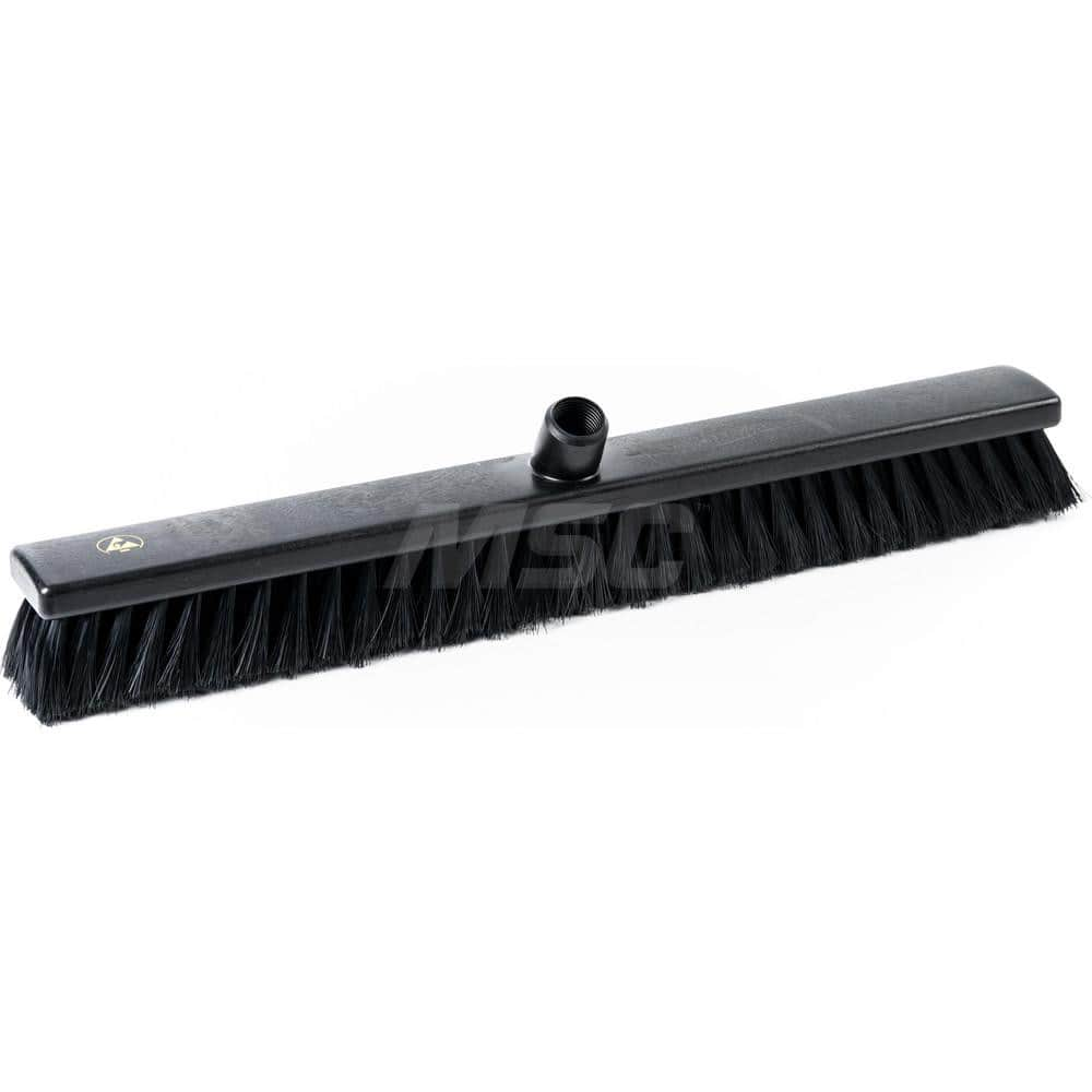 Push Broom: Polypropylene Bristle 2-11/64″ Bristle Length, Plastic Block, European Threaded Handle Connection