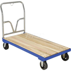 Platform Truck: 1,600 lb Capacity, Hardwood Platform, 48″ Platform Length, 9-5/8″ Platform Height 6 x 2″ Rigid & Swivel Mold-On Rubber Casters