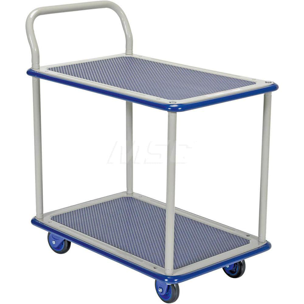 Platform Truck: 330 lb Capacity, Steel Platform, 27″ Platform Length, 5-1/2″ Platform Height 4 x 1-1/4″ Rigid & Swivel Non-Marking Rubber Casters