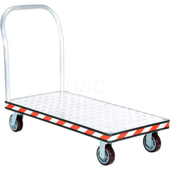 Platform Truck: 3,600 lb Capacity, Aluminum Diamond Tread-Plate Platform, 48″ Platform Length, 10-1/4″ Platform Height 6 x 1-5/8″ Rigid & Swivel Poly-on-Poly Casters