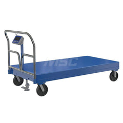 Platform Hand Truck: 3,600 lb Capacity, Steel Platform, 48″ Platform Length, 15-1/16″ Platform Height 8 x 2″ Rigid & Swivel Glass Filled Nylon Casters