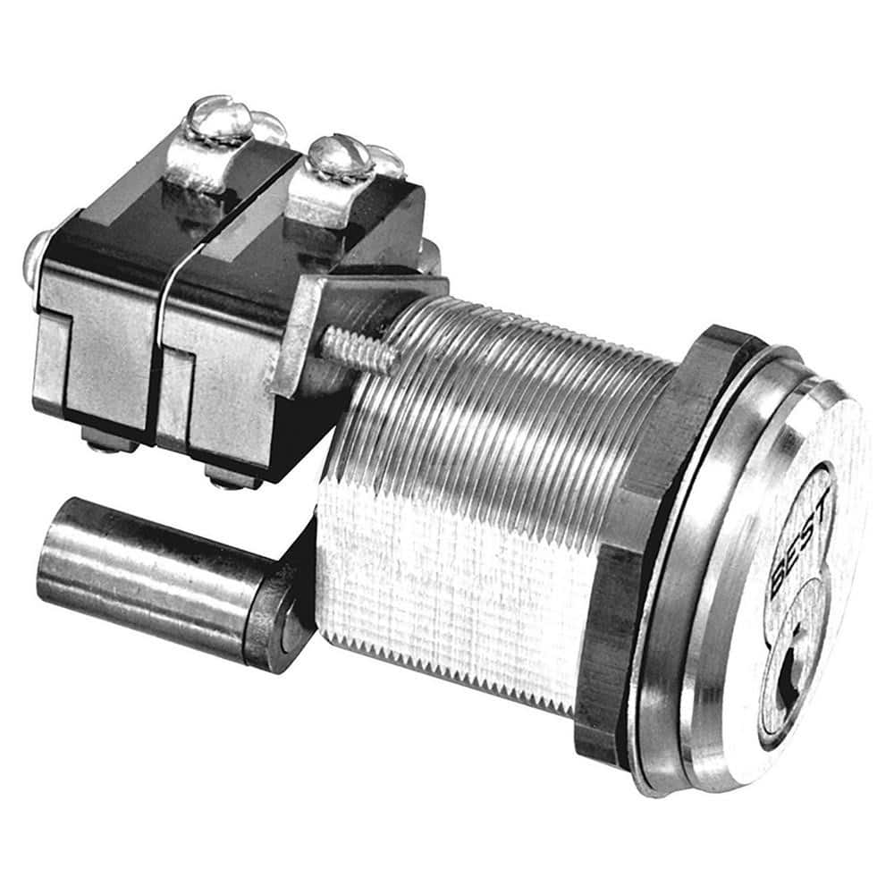 Key Switches; Switch Type: CAM Mount Electric  Lock; Switch Sequence: On-Off; Contact Form: SPDT; Actuator Type: Switch; Key; Terminal Type: Screw; For Use With: Electrical Controls; Machines; Electrical Panels; Maximum Operating Temperature (F): 176; Hor