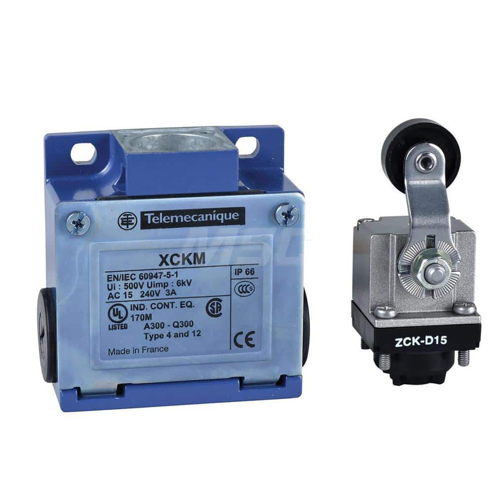 General Purpose Limit Switches; Actuator Type: Roller Lever; Voltage: 500 V (IEC); 240.00; 300 V (UL); Actuation Force: 0.10; Contact Form: 1NO/1NC; Switch Type: Limit; Contact Configuration: NO; NC; Switch Action: Springs Back (Momentary); Terminal Type: