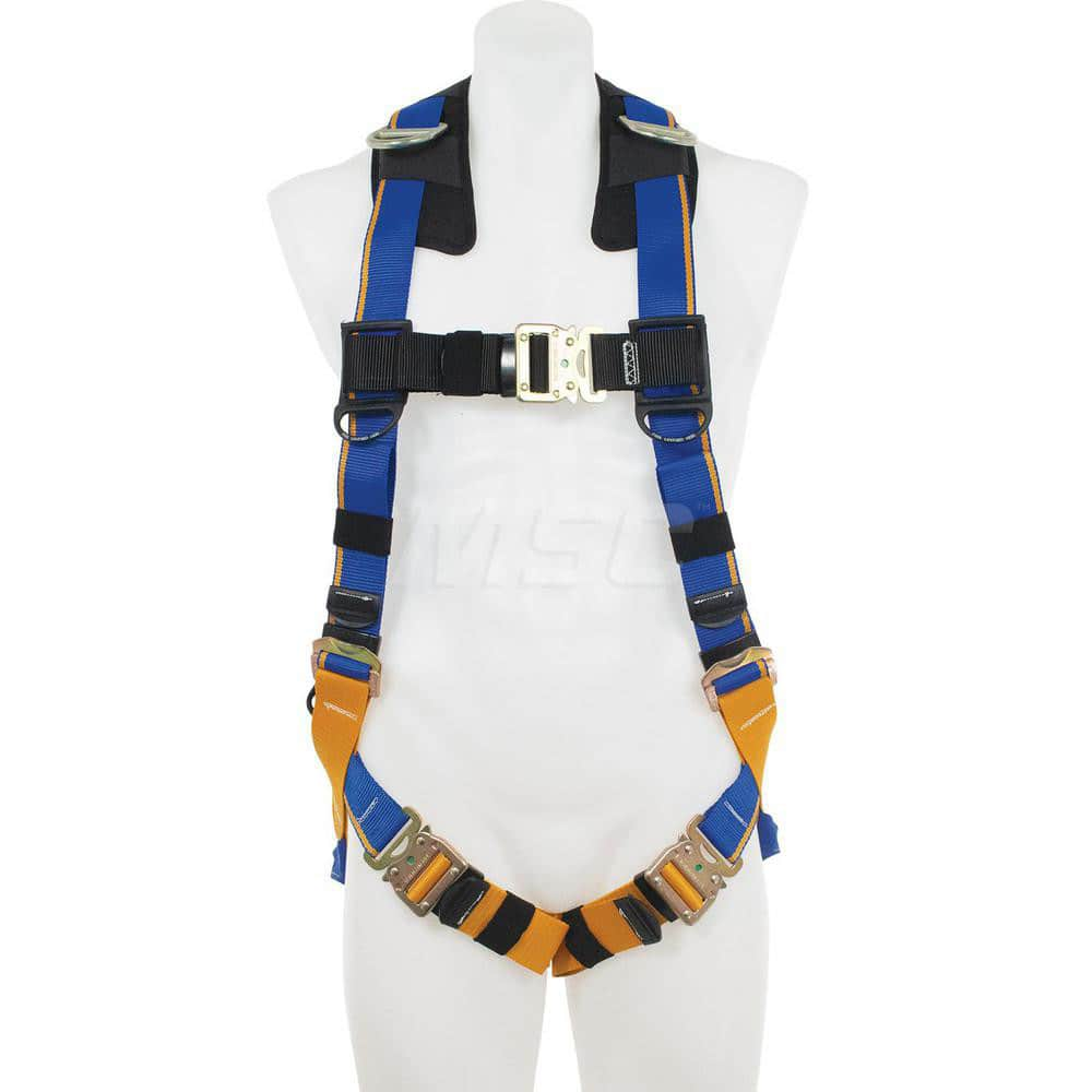 Fall Protection Harnesses: 400 Lb, Back and Side D-Rings Style, Size X-Large, For Retrieval & Rescue, Back & Shoulder