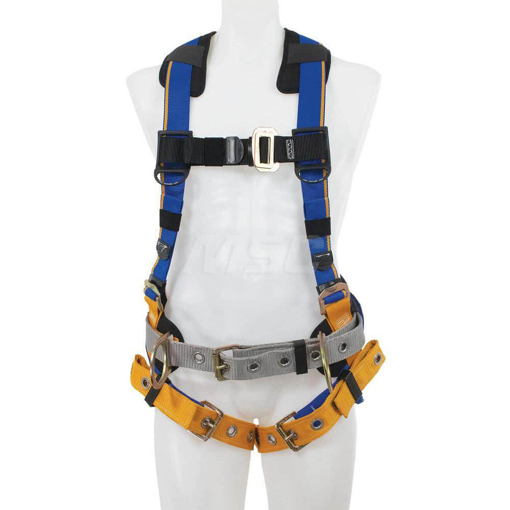 Fall Protection Harnesses: 400 Lb, Back and Side D-Rings Style, Size 2X-Large, For Construction, Back & Hips