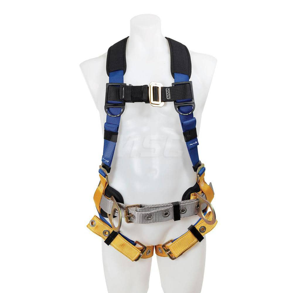 Fall Protection Harnesses: 400 Lb, Back and Side D-Rings Style, Size 2X-Large, For Construction, Back & Hips