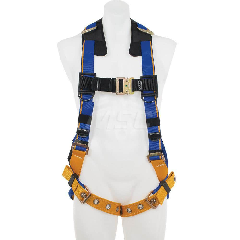 Fall Protection Harnesses: 400 Lb, Back and Side D-Rings Style, Size 2X-Large, For Retrieval & Rescue, Back & Shoulder