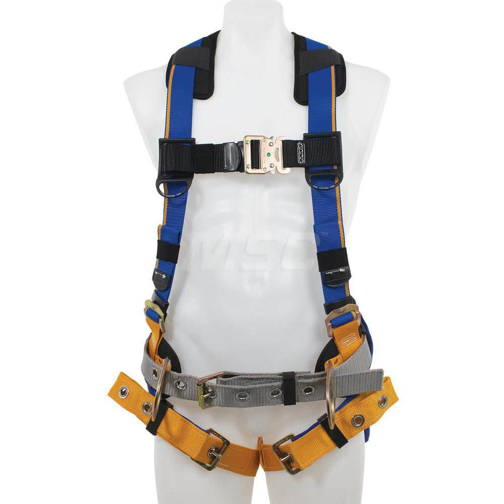 Fall Protection Harnesses: 400 Lb, Back and Side D-Rings Style, Size X-Large, For Construction, Back & Hips