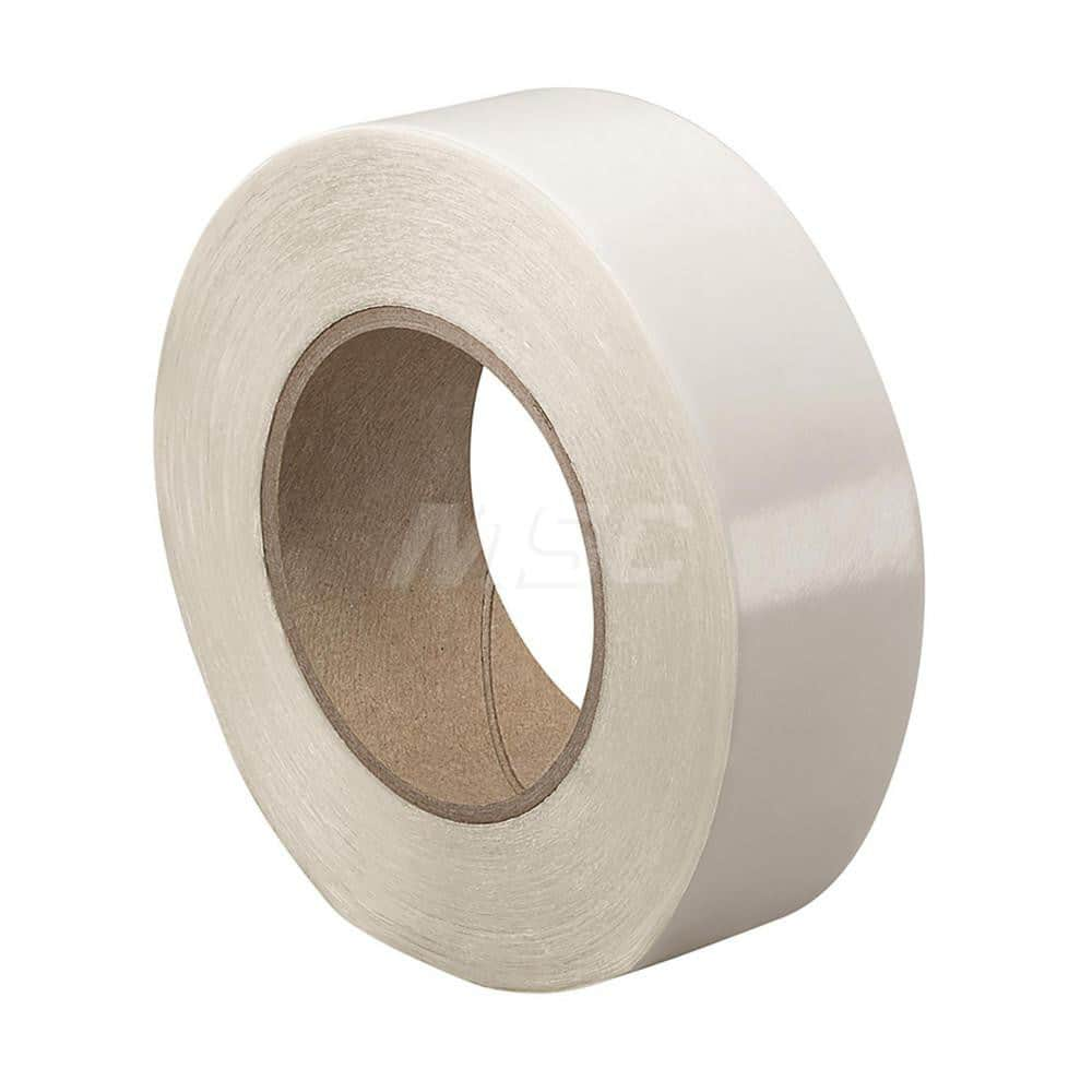 White Double-Sided Paper Tape: 1-1/2″ Wide, 36 yd Long, 6 mil Thick, Synthetic Rubber Adhesive