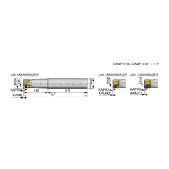 Indexable High-Feed End Mill: 1-1/2″ Cut Dia, 1-1/4″ Straight Shank Uses 6 LNMU Inserts, 0.039″ Max Depth, 6″ OAL, Through Coolant