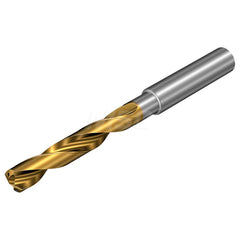 Taper Length Drill Bit: 0.1850″ Dia, 147 ° Coated, 1.811″ Flute Length, 3.3464″ OAL, RH Cut, Spiral Flute, Cylindrical Shank, Series CoroDrill 860