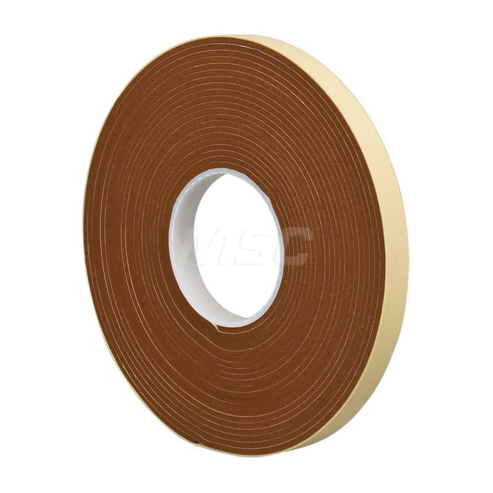 Silicone Sponge Rubber R10470M Foam: 0.0625″ Thick, 3/4″ Wide, Orange & Tan Adhesive Backing