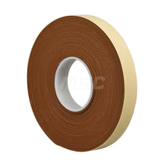 Silicone Sponge Rubber R10470M Foam: 0.125″ Thick, 1″ Wide, Orange & Tan Adhesive Backing