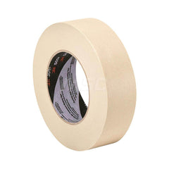 High Temperature Masking Tape: 2″ Wide, 60 yd Long, 6.3 mil Thick, Tan Crepe Paper, Rubber Adhesive, 28 lb/in Tensile Strength