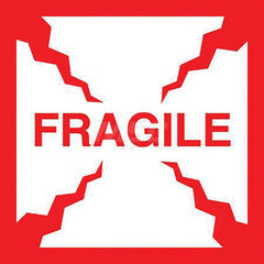 Care Instructions Label: ″Fragile″, Square, 4″ Wide, 4″ High Paper