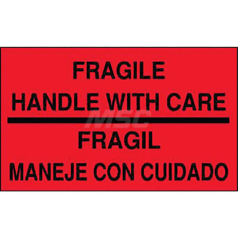 Care Instructions Label: ″Fragile, Handle With Care/Fragil Manege Con Cuidado″, Rectangle, 5″ Wide, 3″ High Paper