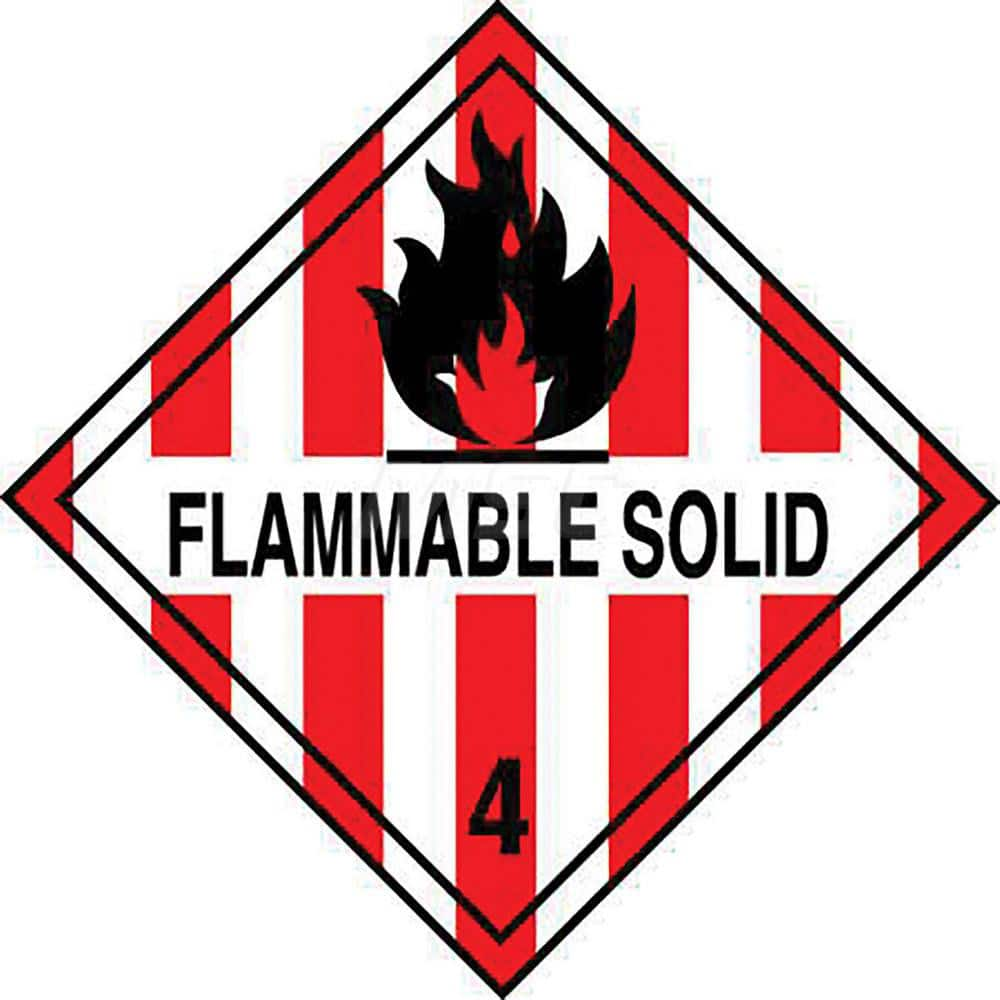 Hazardous Material Label: ″Flammable Solid 4″, Diamond Paper