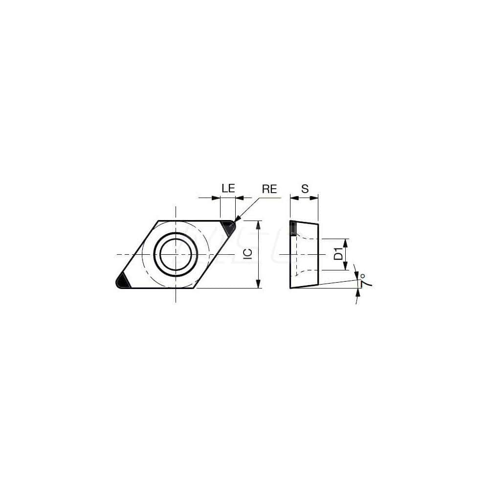 Turning Insert:  2QP-DCGW32.51 BXA20,  Polycrystalline Cubic Boron Nitride Coated Finish,  Neutral,  3/8″ Inscribed Circle,  0.0160″ Corner Radius,  55.0 &deg N/A Diamond,  Series  DCGW