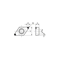 Turning Insert:  2QP-DCGW32.51 BXA20,  Polycrystalline Cubic Boron Nitride Coated Finish,  Neutral,  3/8″ Inscribed Circle,  0.0160″ Corner Radius,  55.0 &deg N/A Diamond,  Series  DCGW