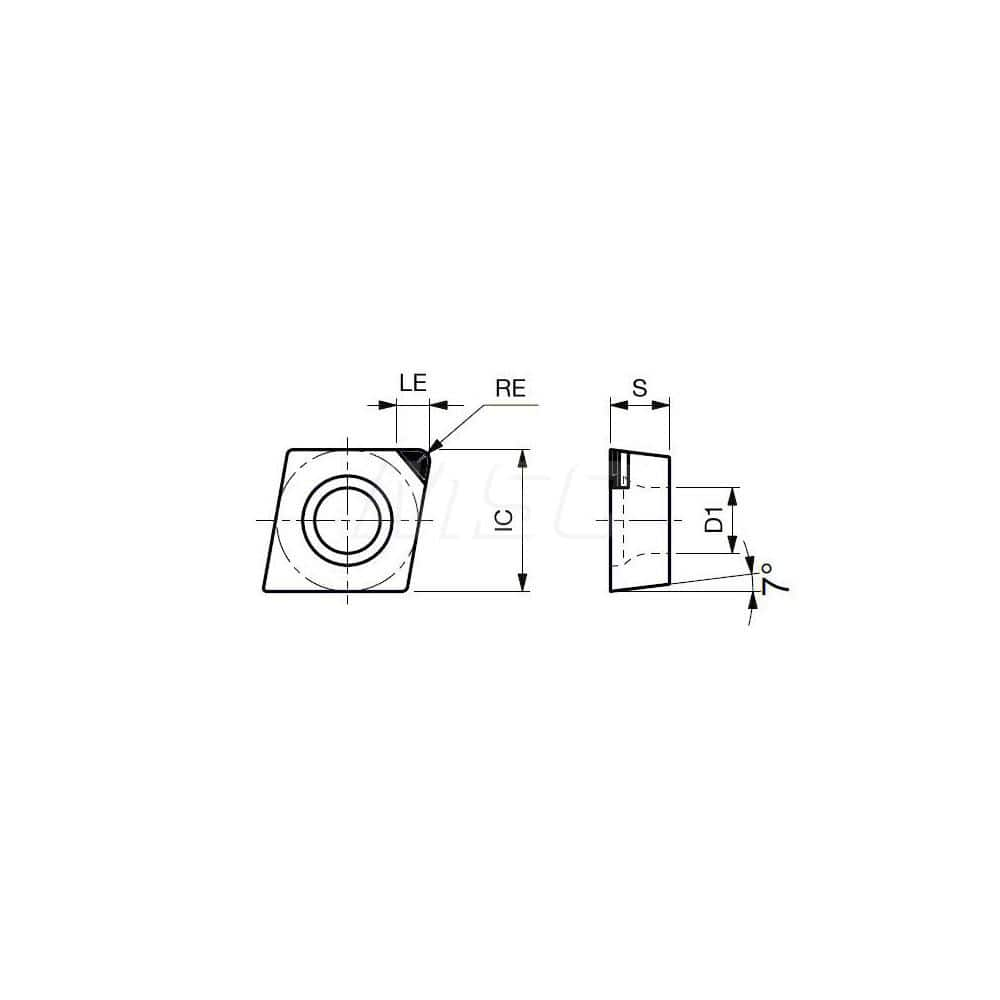 Turning Insert:  CCGW21.5VDIA DX140,  Polycrystalline Diamond Uncoated Finish,  Neutral,  1/4″ Inscribed Circle,  0.0020″ Corner Radius,  80.0 &deg N/A Diamond,  Series  CCGW