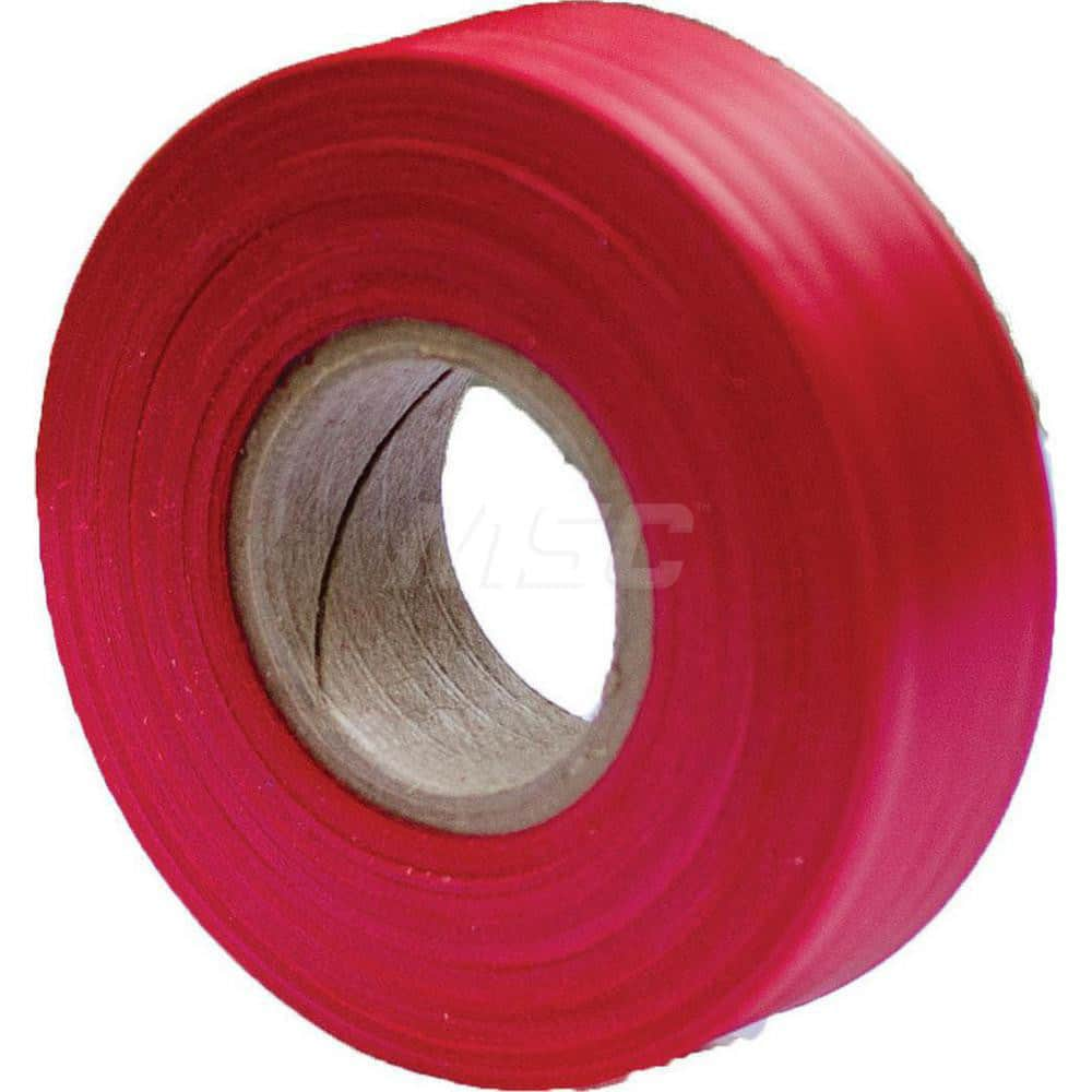 Barricade & Flagging Tape; Legend: None; Material: Vinyl; Polyvinylchloride; Thickness (mil): 4; Overall Length: 300.00; Roll Length (Feet): 300; Color: Red; Roll Width (Inch): 1-3/16