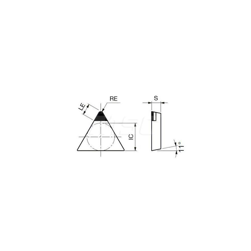 Turning Insert:  TPGN221DIA DX140,  Polycrystalline Diamond Uncoated Finish,  Neutral,  1/4″ Inscribed Circle,  0.0160″ Corner Radius,  60.0 &deg N/A Triangle,  Series  TPGN