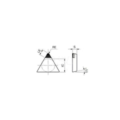 Turning Insert:  TPGN221DIA DX140,  Polycrystalline Diamond Uncoated Finish,  Neutral,  1/4″ Inscribed Circle,  0.0160″ Corner Radius,  60.0 &deg N/A Triangle,  Series  TPGN