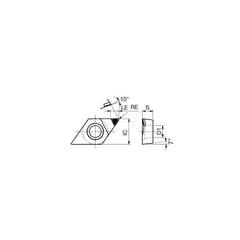 Turning Insert:  DCMT21.50.5DIA DX120,  Polycrystalline Diamond Uncoated Finish,  Neutral,  1/4″ Inscribed Circle,  0.0080″ Corner Radius,  55.0 &deg N/A Diamond,  Series  DCMT