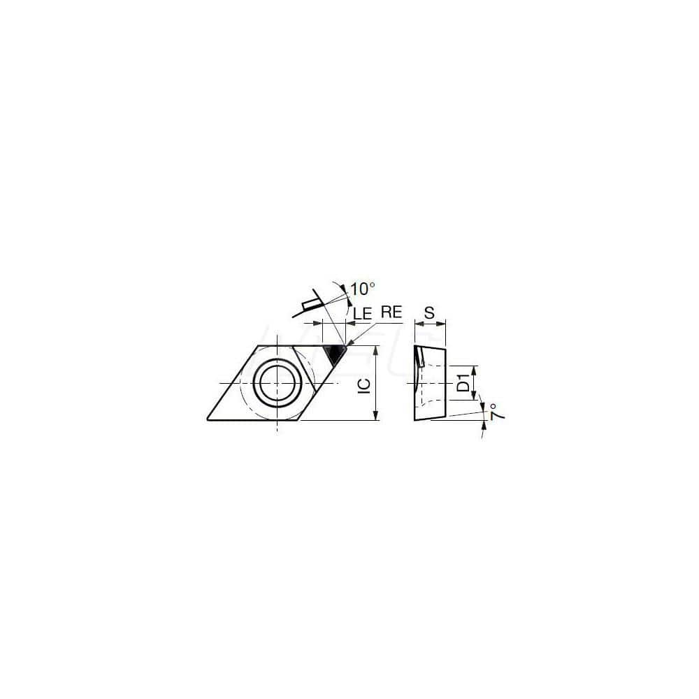 Turning Insert:  DCMT21.51DIA DX120,  Polycrystalline Diamond Uncoated Finish,  Neutral,  1/4″ Inscribed Circle,  0.0160″ Corner Radius,  55.0 &deg N/A Diamond,  Series  DCMT