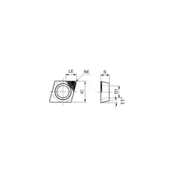 Turning Insert:  EPGW521DIA DX140,  Polycrystalline Diamond Uncoated Finish,  Neutral,  0.0160″ Corner Radius,  75.0 &deg N/A Diamond,  Series  EPGW