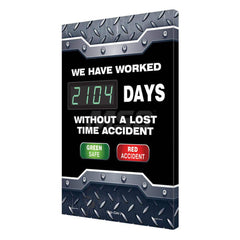 We Have Worked __ Days Without A Lost Time Accident Rectangle, 3.75″ Thick, Indoor or Outdoor, For Inspection, Testing and Accident Data