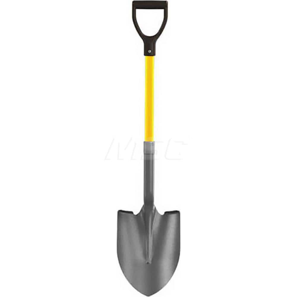 Digging Shovel: Steel, 12″ Blade Length, 8.75″ Blade Width 27″ Wood D-Grip Handle