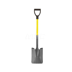 Digging Shovel: Steel, 12″ Blade Length, 9.5″ Blade Width 27″ Wood D-Grip Handle