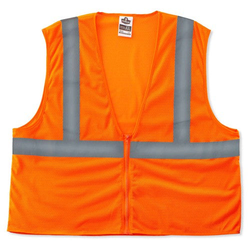 8205Z S/M Econo 2 Zipper Orange Vest - Caliber Tooling