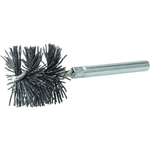 Burr-Rx 1-1/4″ Dia Power Tube Brush, .026/120CG Crimped Fill, 1″ Brush Length, 3-1/2″ Overall Length - Caliber Tooling