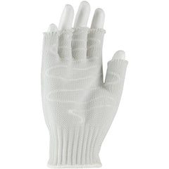 ‎22-615RHSM SS Engineered Yarn Glove - 3-strand Stainless Steel Wire Core/ /Poly - Hvy Wgt - Wht - Half-Finger - Exact Industrial Supply