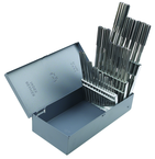 25 Piece-Range 1-13mm x 0.50mm-HSS-Bright Straight Shank/Straight Flute-Metal Index Chucking Reamers - Caliber Tooling