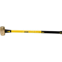 8 lb Brass Sledge Hammer, Non-Sparking, Non-Marring, 2-3/8 ™ Face Diam, 5 ™ Head Length, 36 ™ OAL, 33 ™ Fiberglass Handle, Double Faced