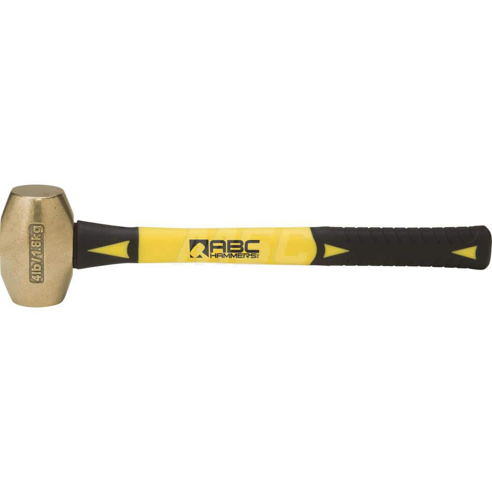 4 lb Brass Striking Hammer, Non-Sparking, Non-Marring 1 3/4 ™ Face Diam, 3-3/4 ™ Head Length, 16 ™ OAL, 14 ™ Fiberglass Handle, Double Faced 1-3/4″ Face Diam, 3-3/4″ Head Length, 16″ OAL, 14″ Fiberglass Handle